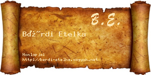 Bérdi Etelka névjegykártya